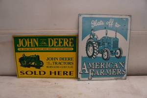 lot 103 image: 2 Tractor Signs - John Deere, American Farmers