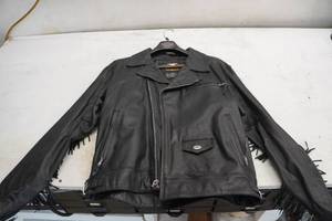 lot 120 image: Harley Davidson Black Leather Jacket - Large