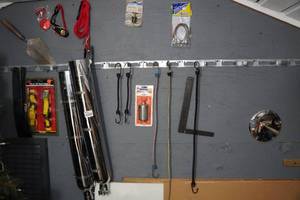 lot 168 image: Harley Mufflers, Purolator Filter, Ratchet Straps