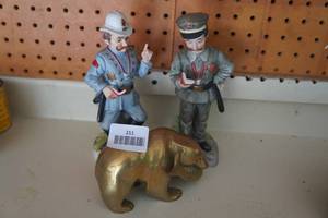 lot 211 image: Brass Bear and Soldier Figurines