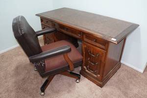 lot 242 image: Wood Desk with Rolling Chair