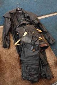 lot 140 image: Leather Riding Gear - Pants, Gloves, Long Jacket