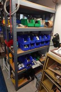 lot 311 image: Shelf with Contents - Automotive Parts, Abrasive Discs, Sprinkler Parts