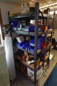 lot 316 image: Shelf with Contents - Brake Calipers, Abrasive Discs, Small Parts