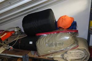 lot 317 image: Sleeping Bags, 8-Track Player, Blankets