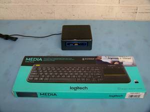 lot 35 image: Intel NUC Micro PC  Computer and Logitech Media K400 Plus Keyboard Mouse Combo