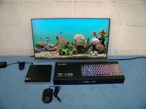 lot 46 image: Hewlett Packard (HP) EliteDesk Mini-PC, HP 23.8 EliteDisplay Monitor, EVGA Gaming Keyboard and Razer ABYSSUS Gaming Mouse
