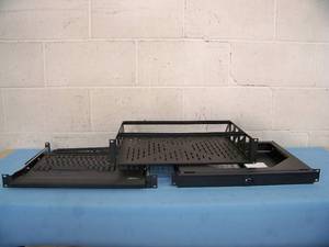 lot 117 image: Middle Atlantic Sliding Keyboard Trays and Vented Rack Shelf