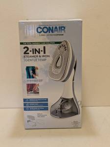 lot 12 image: CONAIR TURBO EXTREME STEAM 2-IN-1 STEAMER & IRON W GENTLE TEMP