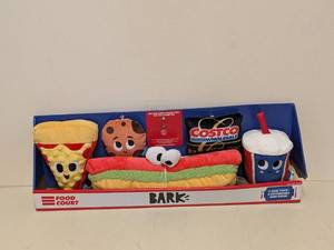 lot 117 image: NEW FOOD COURT BARK DOG TOYS 5PK.