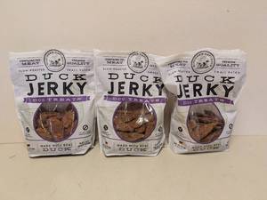 lot 99 image: (3) BUTCHERS NATURALS SLOW ROASTED SMALL BATCH DUCK JERKY DOG TREATS