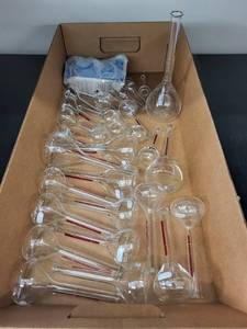 lot 5L image: Set of Pyrex Volumetric Flasks Assorted Sizes with Caps