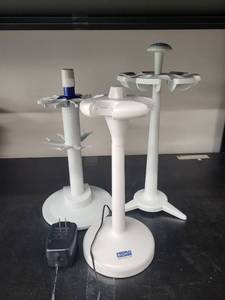 lot 41L image: Set of 3 Laboratory Pipette Stands with Power Adapter - Biohit, Eppendorf, Gilson