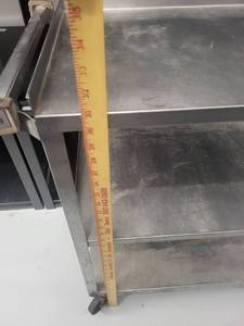 lot 90L image: Stainless Steel 3-Shelf Utility Cart on Casters 32x27 Inches