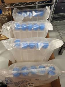 lot 110L image: Lot of 15 Falcon 150 cm2 Tissue Culture Flasks 600 mL Blue Plug Cap Sterile