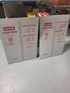 lot 153L image: Lot of 3 Uline Clean Mats 24 x 36 Inch with Frames