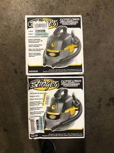 lot 42 image: Lot of Stinger 2.5 Gal. 1.75 Peak HP Small Shop Vacuum Wet Dry Vac with Filter Bag, Hose, Utility and Car Nozzle Attachments HD2025 Customer Returns See Pictures