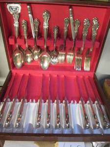 lot 401 image: Vintage flatware with wood Case...