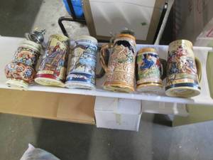 lot 411 image: Vintage German and Miller steins...