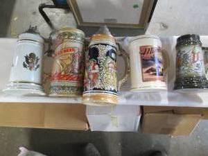 lot 412 image: Vintage Anhauser Bush steins....