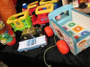 lot 451 image: Vintage Fisher Price milk wagon, Tr...