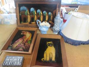 lot 471 image: Painted and framed felt style wall ...