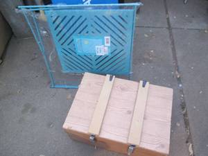 lot 118 image: Homemade wood storage trunk with fo...