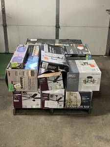 lot 15 image: Massive Pallet of Brand Name Misc Faucets, Showers, Fixtures, Towel Bars, Bathroom Fans, Ceiling Fans, Lights, and More (Great for eBay Sellers)