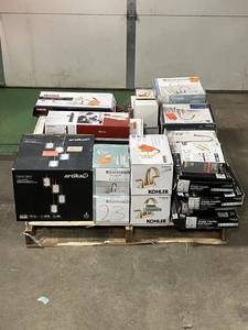 Massive Pallet of Brand Name Misc Faucets, Showers, Fixtures, Towel Bars, Bathroom Fans, Ceiling Fans, Lights, and More (Great for eBay Sellers)