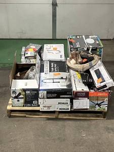 Massive Pallet of Brand Name Misc Faucets, Showers, Fixtures, Towel Bars, Bathroom Fans, Ceiling Fans, Lights, and More (Great for eBay Sellers)