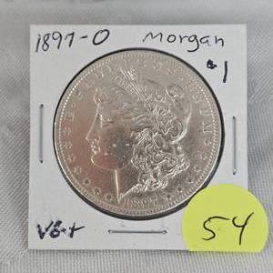 lot 54 image: 1897-O Morgan VG $1 Silver