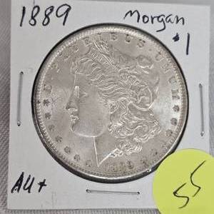lot 55 image: 1889-Morgan AU $1 Silver