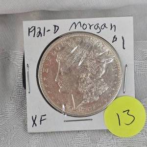 lot 13 image: 1921 Morgan $1 XF Condition