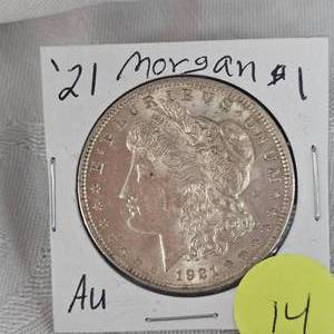 lot 14 image: 1921 Morgan $1 AU Condition