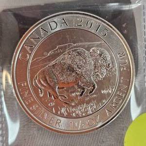 lot 16 image: 2015-1 14 oz-.999 Silver Canadian Buffalo