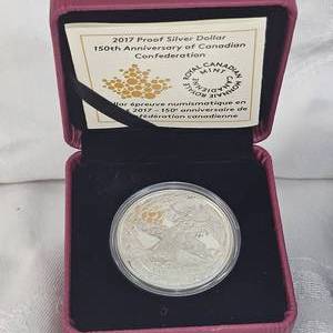 lot 28 image: 2017 Proof 150th Anniversary of Candian Confederation Silver Dollar