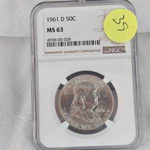 lot 39 image: 1961 D Franklin NGC MS63 50c