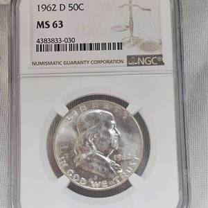 lot 49 image: 1962 D Franklin NGC MS63 50c