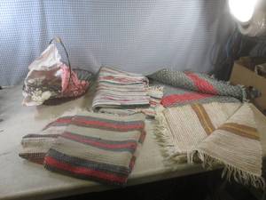 lot 113 image: (EW5) 4 Throw Rugs and Basket with ...