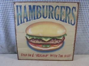 lot 160 image: (C-3) Metal Hamburgers Sign 14 x 1...