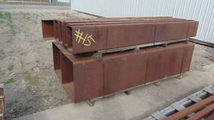 lot 15 image: Pallet of New Old Stock Metal, 9- C Channel 9 x 13 x 5 x 14, 2- Large Square Tubing 8 x 2 x 2 x 14