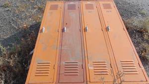 lot 55 image: Set of Orange Metal Lockers, 48 x 66 x 12