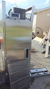 Stainless Steel Delfield Commerical Fridge SLR29-S, Needs a New Lock, Compressor Plastic Base Plate Holder is Broken, Still Works with 2 Shelfs