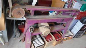 lot 60 image: Large Floor Belt Sander with Extra Belts, 3 x 62 Long (books not Included)