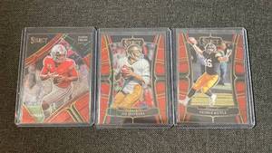 lot 5 image: 2023 Panini Select Draft Picks Red Prizm Football Card Lot - Fields, Montana, Kittle