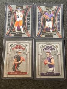 lot 18 image: 2024 NFL Rookie & Star QB Card Lot - Bo Nix, Lamar Jackson, Penix Jr., McCarthy