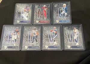 lot 22 image: 2024 Panini Zenith Football A to Z Insert Lot of 7 Cards  Jackson, Harrison Jr., Johnston, Odunze, Nwosu, Young, Levis