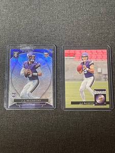 lot 45 image: J.J. McCarthy 2024 Minnesota Vikings Rookie Football Card Lot - Panini Totally Certified & Donruss