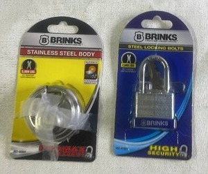 lot 88 image: Brinks Stainless Steel Disc Padlock and High Security Steel Padlock Set