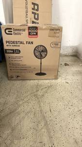 lot 128 image: Commercial Electric 20in Oscillating Pedestal Fan with Adjustable Height